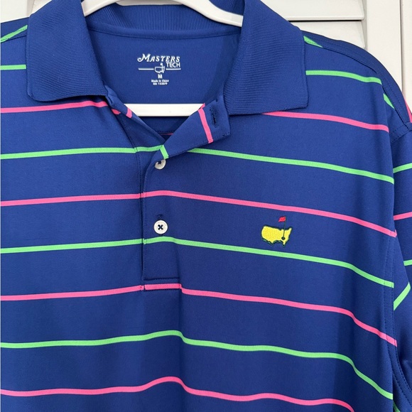 Masters Tech Performance Multicolor Striped Polo Shirt Sz M Preppy Golf - Picture 2 of 5